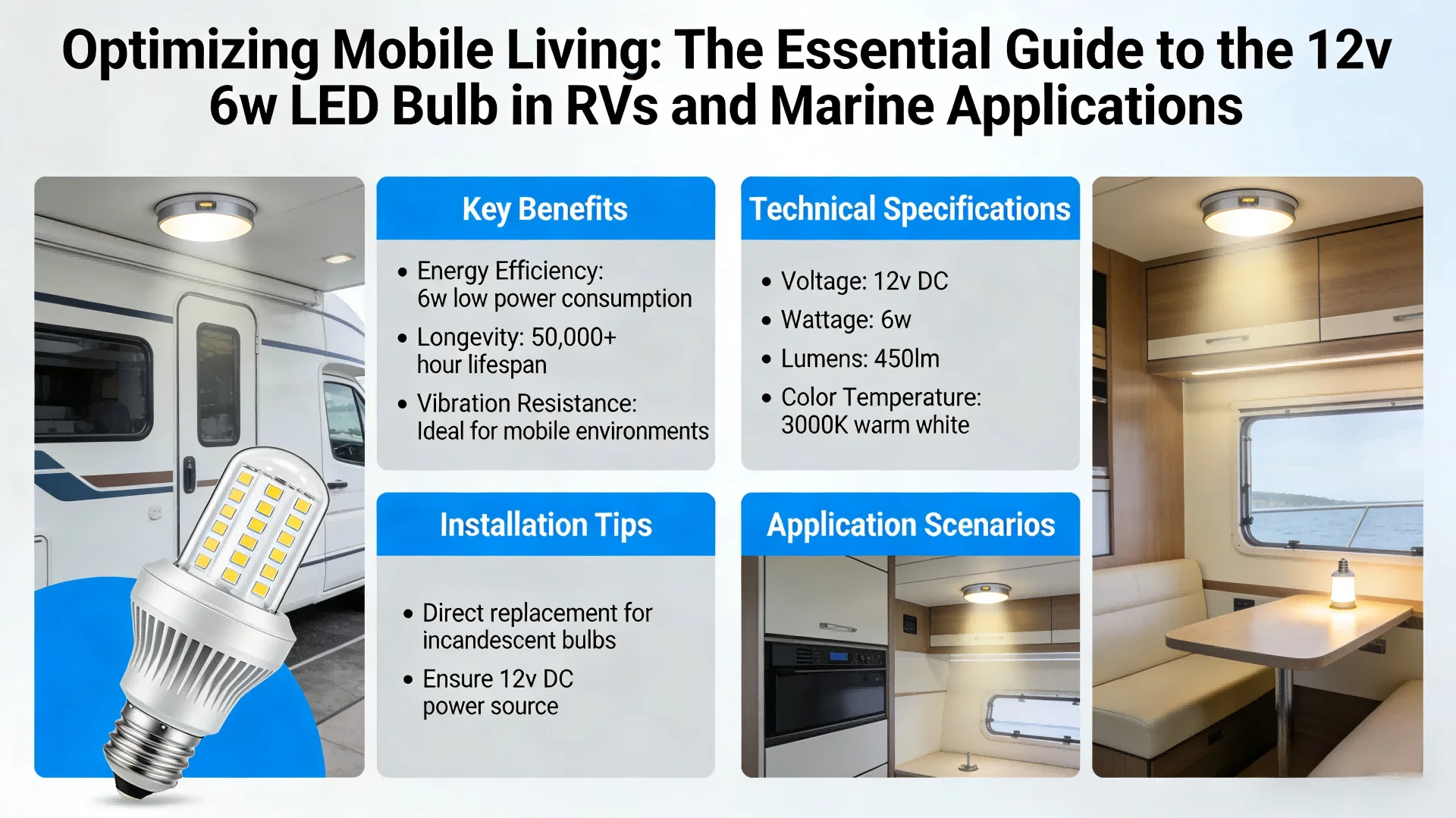 Optimizing Mobile Living: The Essential Guide to the 12v 6w LED Bulb in RVs and Marine Applications