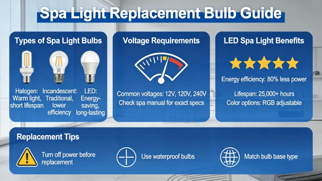 Spa Light Replacement Bulb Guide:Types, Voltage & LED
